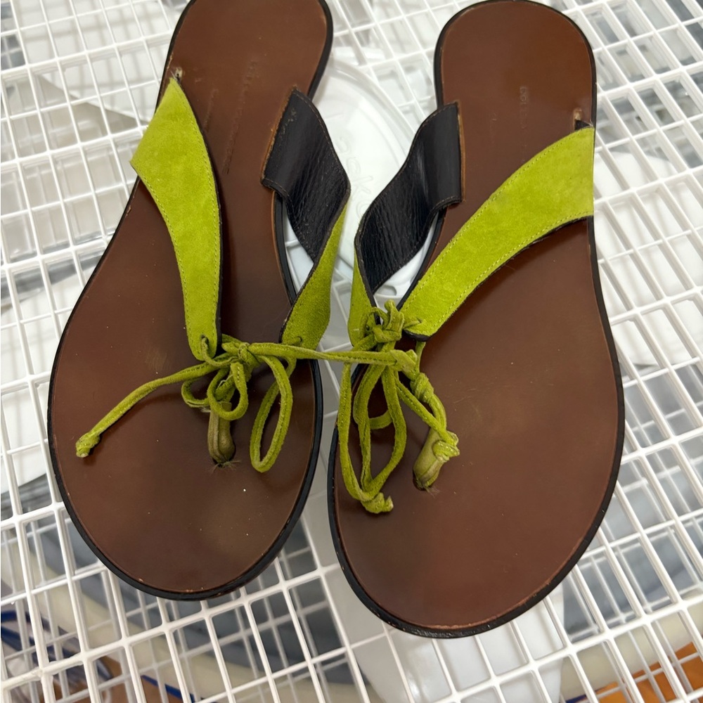 Robert Clergerie Lime and Brown Sandals